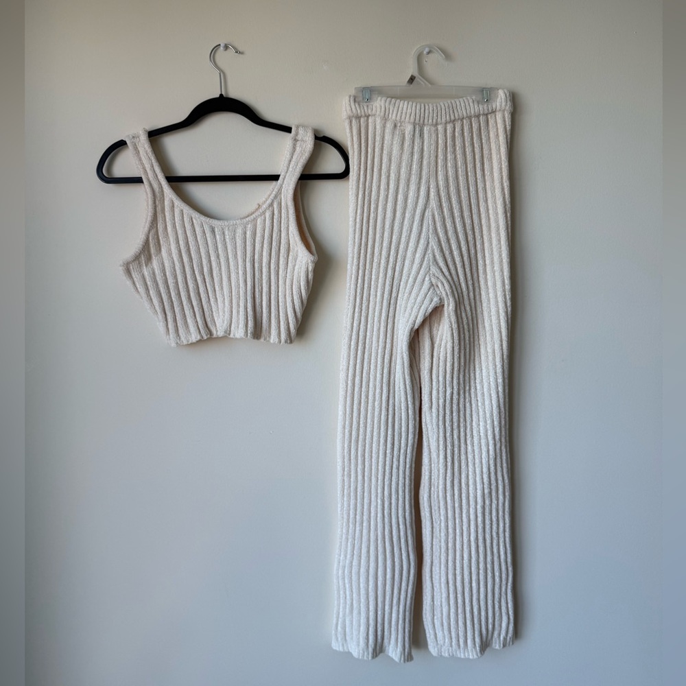Nasty Gal Cream Ribbed Knit Set - Picture 4 of 9